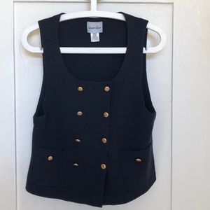 Navy Wool Vest with Gold Buttons